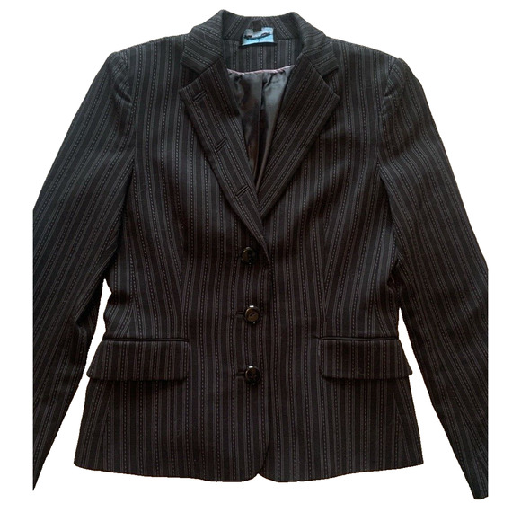 Till the End Nordstrom Business Blazer Womens 10 Black w Pin Stripes Sport Coat - Picture 3 of 11